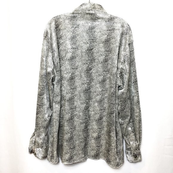 70's Style Gigolo Blk Wh Snakeprint Embossed Velveteen Shirt - Picture 7 of 10